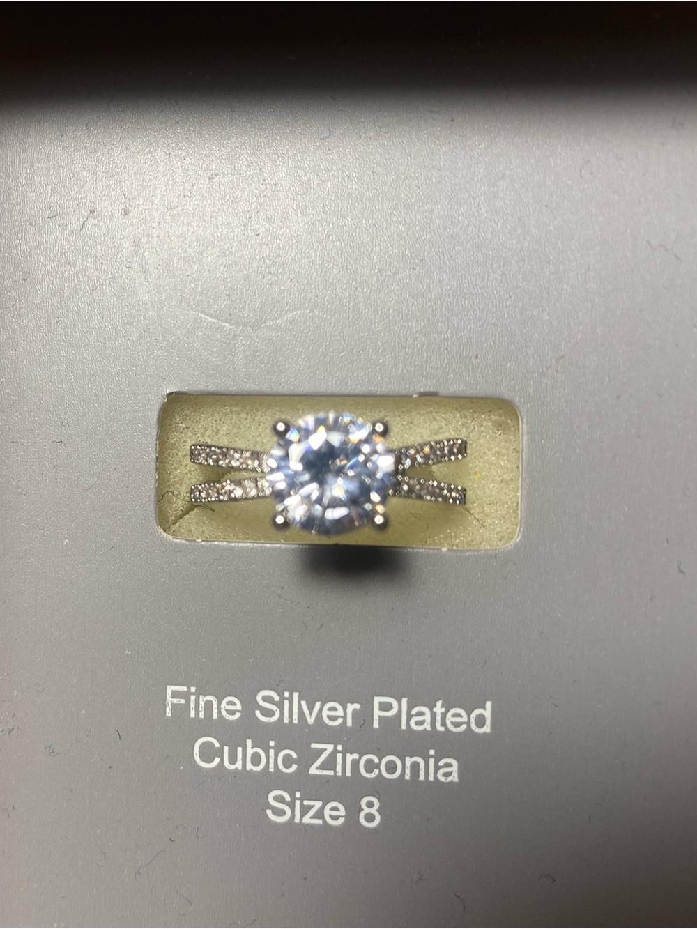 Classic Round Cubic Zirconia Split-Shank Ring in Silver - Size 8